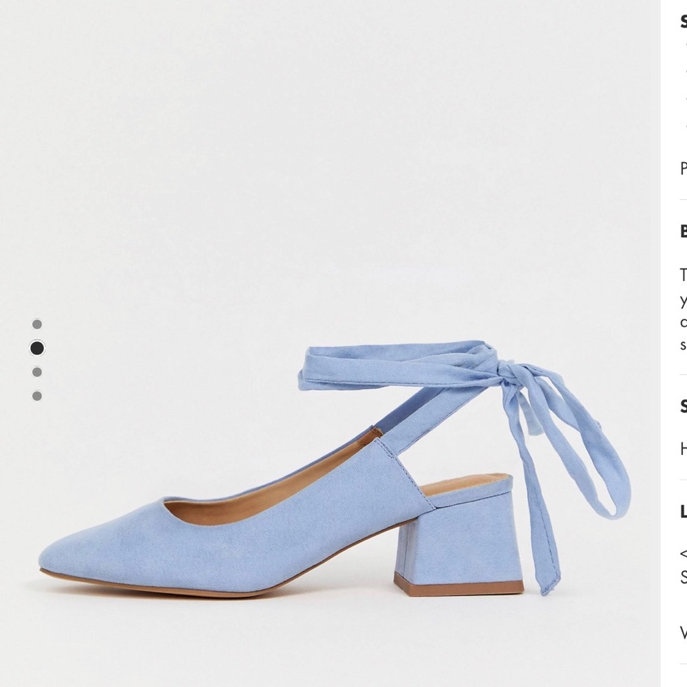 ASOS Powder Blue Block Heel Slingback with Ankle Tie